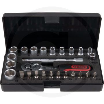 Ks tools 1/4" dopsleutelset, 26 delig - chroom vanadium, kunststofkoffer