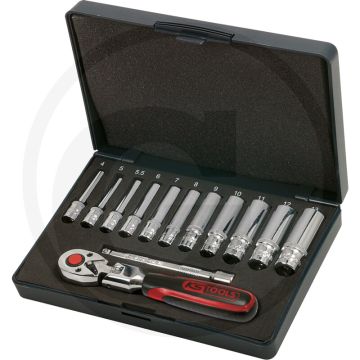 Ks tools 1/4" chromeplus® dopsleutelset, 13-delig - flanktraction-profil, chrom vanadium