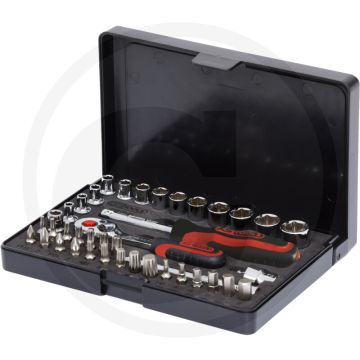 Ks tools 1/4" chromeplus® dopsleutelset, 40-delig - flanktraction-profil, chrom vanadium