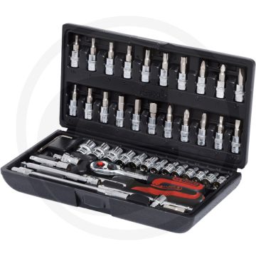 Ks tools 1/4" chromeplus® dopsleutelset, 46-delig - flanktraction-profil, chrom vanadium