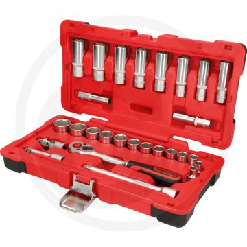 Ks tools 3/8" steckschlüssel-satz, 27-tlg. - chrom vanadium, matt satiniert