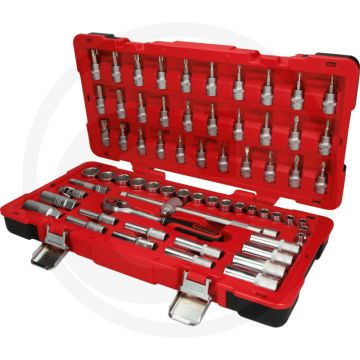 Ks tools 3/8" steckschlüssel-satz, 66-tlg. - flanktraction-profil, 72 zähne, umschaltbar