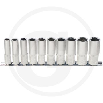 Ks tools 1/2" classic dopsleutelset, zeskant lang, 10-delig, 10-19 mm - flanktraction-profil