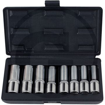 Ks tools 1/2" chromeplus® dopsleutel tx-e-satz, lang, 8-delig, e10-e24 - lange uitvoering, hoogglans verchroomd