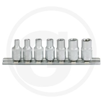 Ks tools 1/4" tx-e doppenset, 7-delig, e4-e11, chrom vanadium, matt satiniert