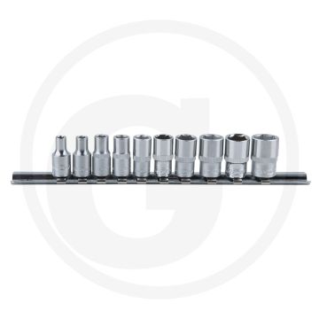 Ks tools 1/4" classic dopsleutelset, zeskant, 10-dlg, 4-13mm - flanktraction-profil