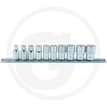 Ks tools 1/4" chromeplus dopsleutelset, twaalfkant, 10-dlg 4-13mm - flanktraction-profil