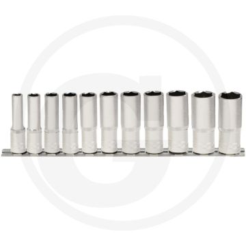 Ks tools 3/8" classic dopsleutelset, zeskant lang, 11-delig, 8-19 mm - flanktraction-profil