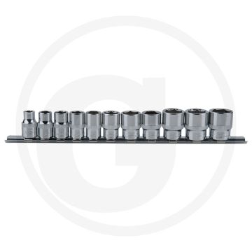Ks tools 3/8" chromeplus dopsleutelset, zeskant, 11-dlg 8-19mm - flanktraction-profil