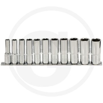 Ks tools 3/8" chromeplus® dopsleutelset, zeskant lang, 11-delig, 8-19 mm - extra diep