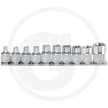 Ks tools 3/8" chromeplus® Steckschlüsselsatz tx-e, 10-teilig, e5-e18 - hochglanzverchromt, chrom-vanadium