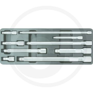 Ks tools 1/4"+3/8"+1/2" cardan-verlengstukset, 9-dlg. - super chroom-vanadiumstaal