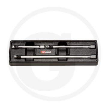Ks tools 1/4" chromeplus® lokplus-verlengstukset met kogel ontgrendeling, 3-delig, 100-250 mm - hoogglans verchroomd, 3-dlg, 100-250 mm