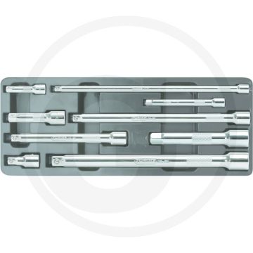 Ks tools chromeplus verlengstukset, 9-dlg. - din 3123 / iso 3316 - 1/4" - 1/2" - 330mm