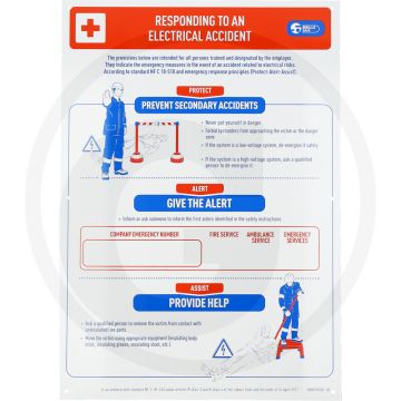 Ks tools stromschlag-erste-hilfe-plakat met bebilderten beispielen - aluminium siebdruck - 350x500 mm