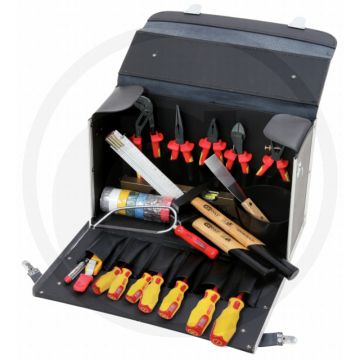 Ks tools basic elektriker-werkzeugkoffer, 30-delig, in schwarzem rinerlederkoffer - startersset met 30-delige inhoud