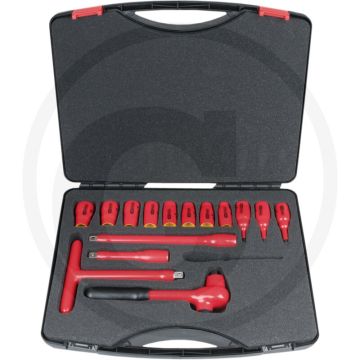 Ks tools 1/2” geïsoleerde dopsleutelset, 15-delig - vde, chrom vanadium