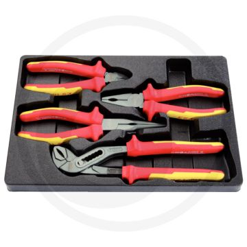 Ks tools ergotorque® vde zangensatz 4-teilig, 2-Komponenten-Griff, matt verchromt, spezial-werkzeugstahl