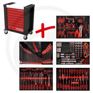 Ks tools werkstattwagen p10 met 262 werkzeugen - schwarz-rot, 92560g