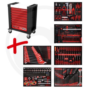 Ks tools werkstattwagen p10 met 284 werkzeugen - schwarz-rot - 98500g