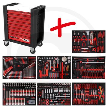Ks tools werkstattwagen p10 met 397 werkzeugen - schwarz-rot - 107020g