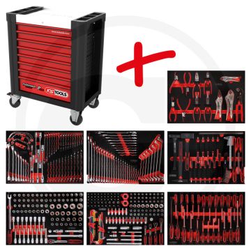 Ks tools werkstattwagen p10 met 399 werkzeugen - schwarz-rot, 106550g