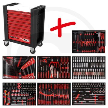 Ks tools werkstattwagen-satz p10, 403 werkzeuge - schwarz-rot - 108840g
