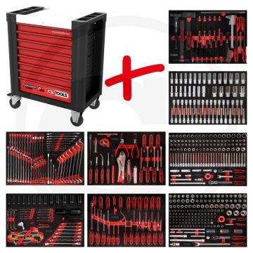 Ks tools werkstattwagen p10 met 536 werkzeugen - schwarz-rot - 119780g