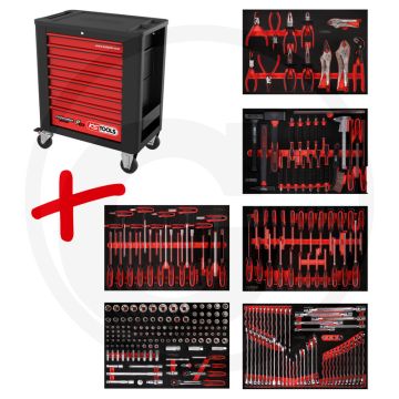 Ks tools werkstattwagen p15 met 271 werkzeugen - schwarz-rot - 97090g