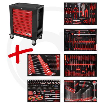 Ks tools werkstattwagen p15 met 284 werkzeugen - schwarz-rot - 100500g