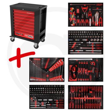 Ks tools werkstattwagen p15 met 338 werkzeugen - schwarz-rot - 100600g