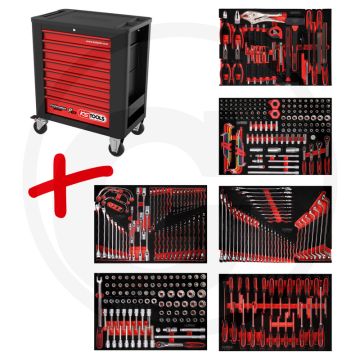 Ks tools werkstattwagen p15 met 399 werkzeugen - schwarz-rot, 106570g