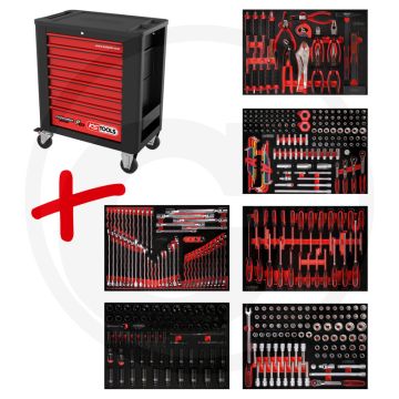 Ks tools werkstattwagen p15 met 423 werkzeugen - schwarz-rot - 110410g
