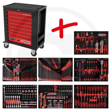 Ks tools werkstattwagen p15 met 399 werkzeugen - schwarz-rot - 108550g