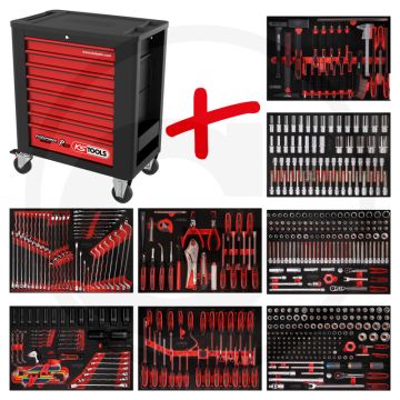 Ks tools werkstattwagen p15 met 536 werkzeugen - schwarz-rot - 121780g