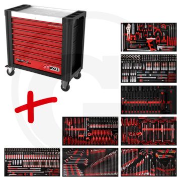 Ks tools werkstattwagen p25 met 660 werkzeugen - schwarz-rot, 152560g