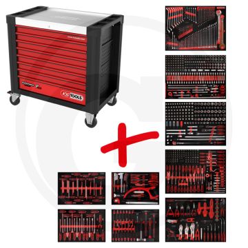 Ks tools werkstattwagen p30 met 706 werkzeugen - schwarz-rot - 171880g