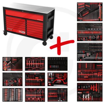 Ks tools werkstattwagen p45 met 950 werkzeugen - schwarz-rot - 317010g