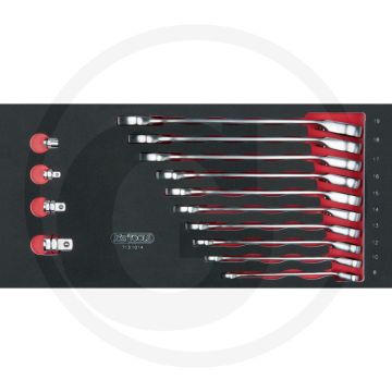 Ks tools set scs gearplus ratel ringsleutels, 14-dlg - 1/3 systemeinlage