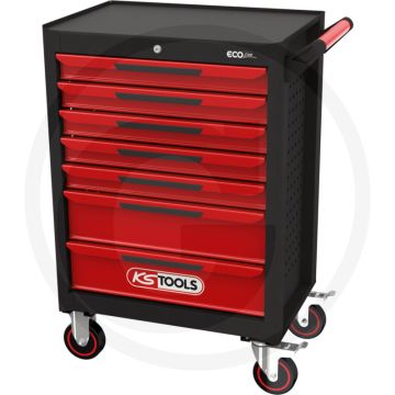Ks tools ecoline werkstattwagen mit 7 schubladen - schwarz/rot, 459x1014x748mm, selbsteinzug & soft-close