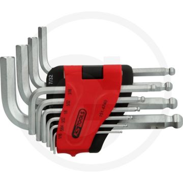 Ks tools kugelkopf-innensechskant-winkelstiftschlüssel-satz - kurze ausführung, durchgehärtet, matt verchromt
