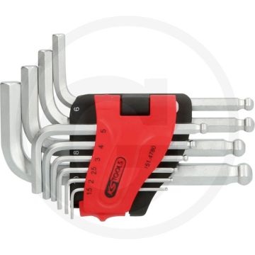 Ks tools kugelkopf-innensechskant-winkelstiftschlüssel-satz, kurze ausführung, durchgehärtet, matt verchromt