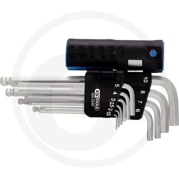 Ks tools classic 3 in 1 kogelkop-binnenzeskant-winkelstiftschlüssel-satz, lang, 10-delig, 1,5-10 mm - ideaal voor moeilijk bereikbare schroeven