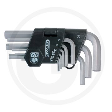 Ks tools classic haakse binnenzeskant-stiftsleutelset, 9-delig, 1,5-10 mm, inklapbaar (korte uitvoering), matt verchroomd