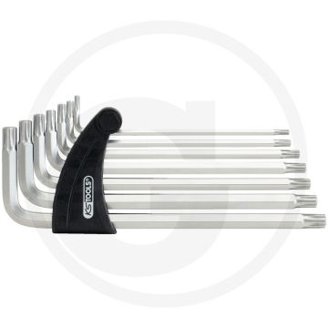 Ks tools classic ribe®-winkelstiftschlüssel-satz, lang, 7-delig, m4-m10, super chroom-vanadiumstaal, mat verchroomd
