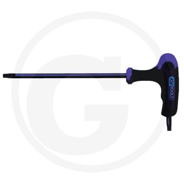 Ks tools ergotorqueplus® haakse tx stiftsleutel met t-greep met boring, tb10 - gehard, verchroomd, 2-komponentengriff