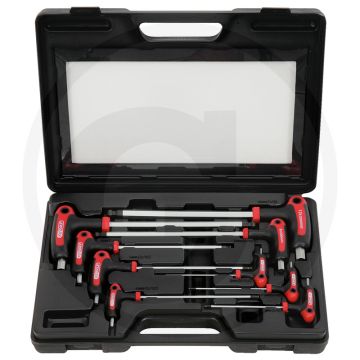 Ks tools ergotorqueplus® t-Hebel-Kugelkopf-Innensechskant-Schraubensatz, 9-teilig, 2-12 mm - für schwer zugängliche Schrauben