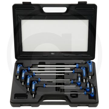 Ks tools ergotorqueplus® t-lever tx-winkelstift schlüssel-satz mit bohrung, 9-teilig - durch und durch gehärtet