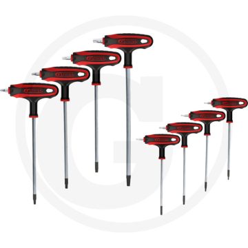 Ks tools ergotorqueplus® winkelschraubendreher-satz mit t-griff, 8-teilig, tb9-tb40, matt verchromt