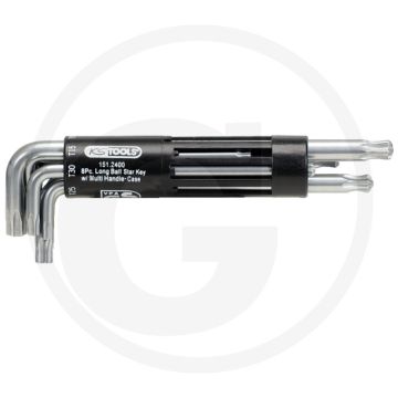 Ks tools classic 3 in 1 tx-kogelkop-winkelstiftschlüssel-satz, lang, 8-delig, t10-t50 - door en door gehard, voor moeilijk bereikbare schroeven